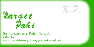 margit pahi business card